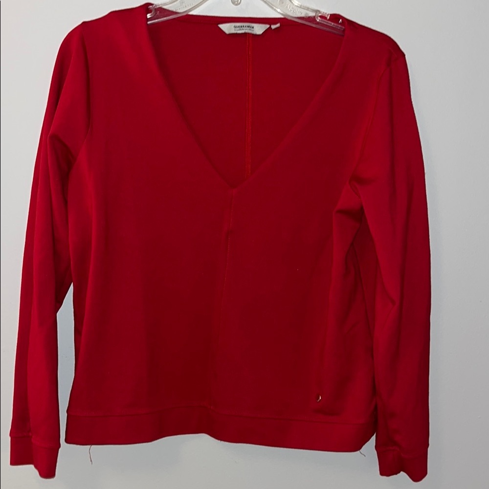Red Quebremar V-Neck Women's Top Medium